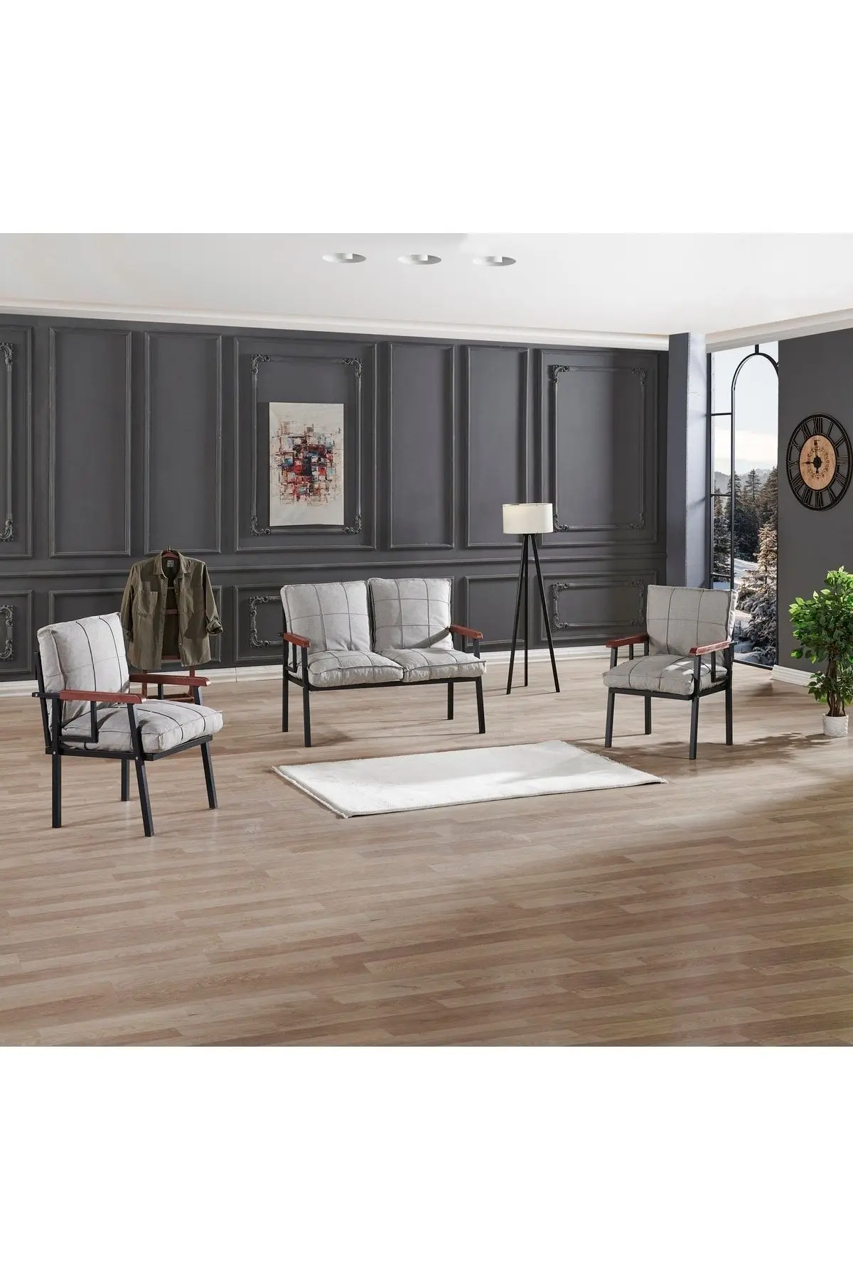 Mygusi " Modern Balkon, Bahçe, Cafe - Metal Kanepe Koltuk Takımı - 2 1 1