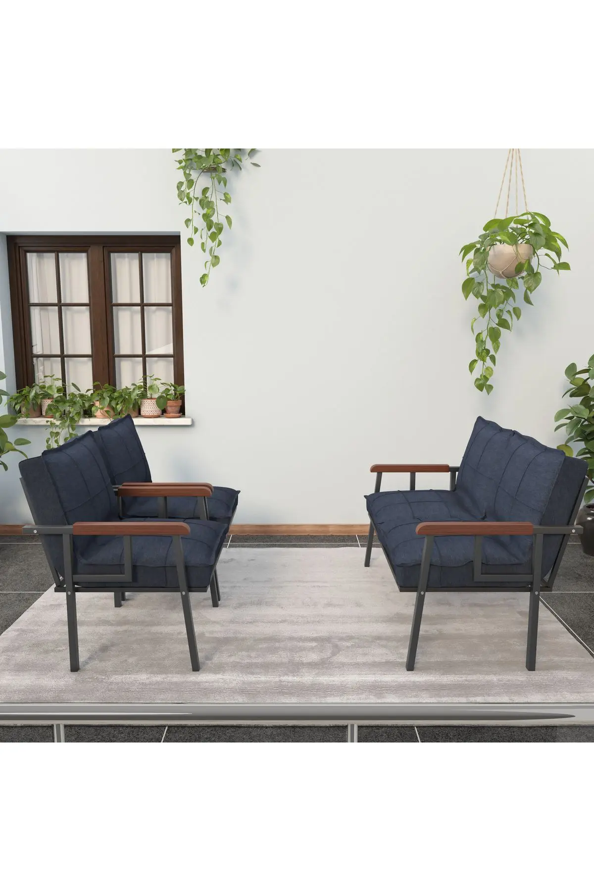 " Modern'' Balkon, Bahçe, Cafe - Metal Kanepe Koltuk Takımı - 2 1 1