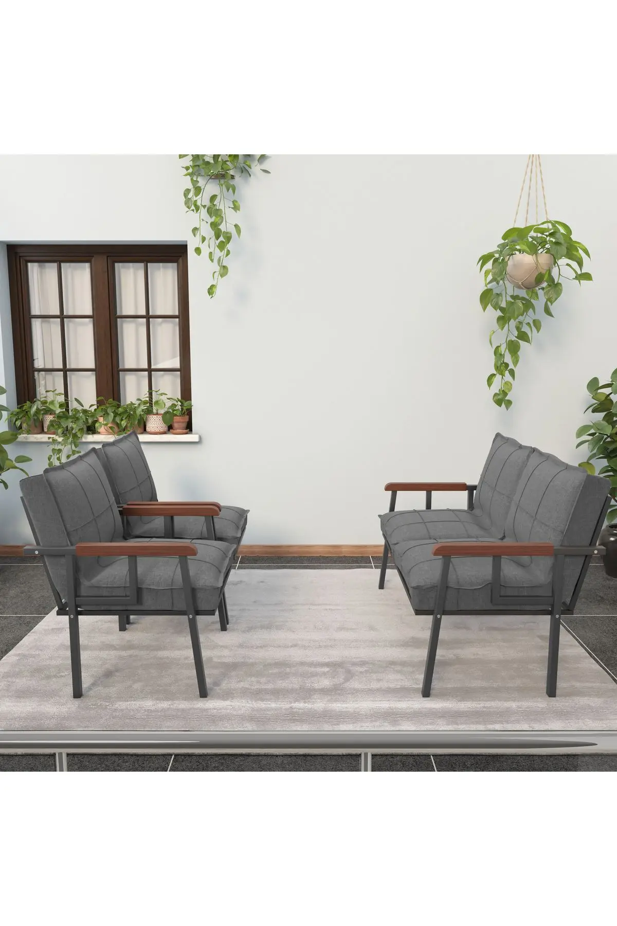 " Modern'' Balkon, Bahçe, Cafe - Metal Kanepe Koltuk Takımı - 2 1 1