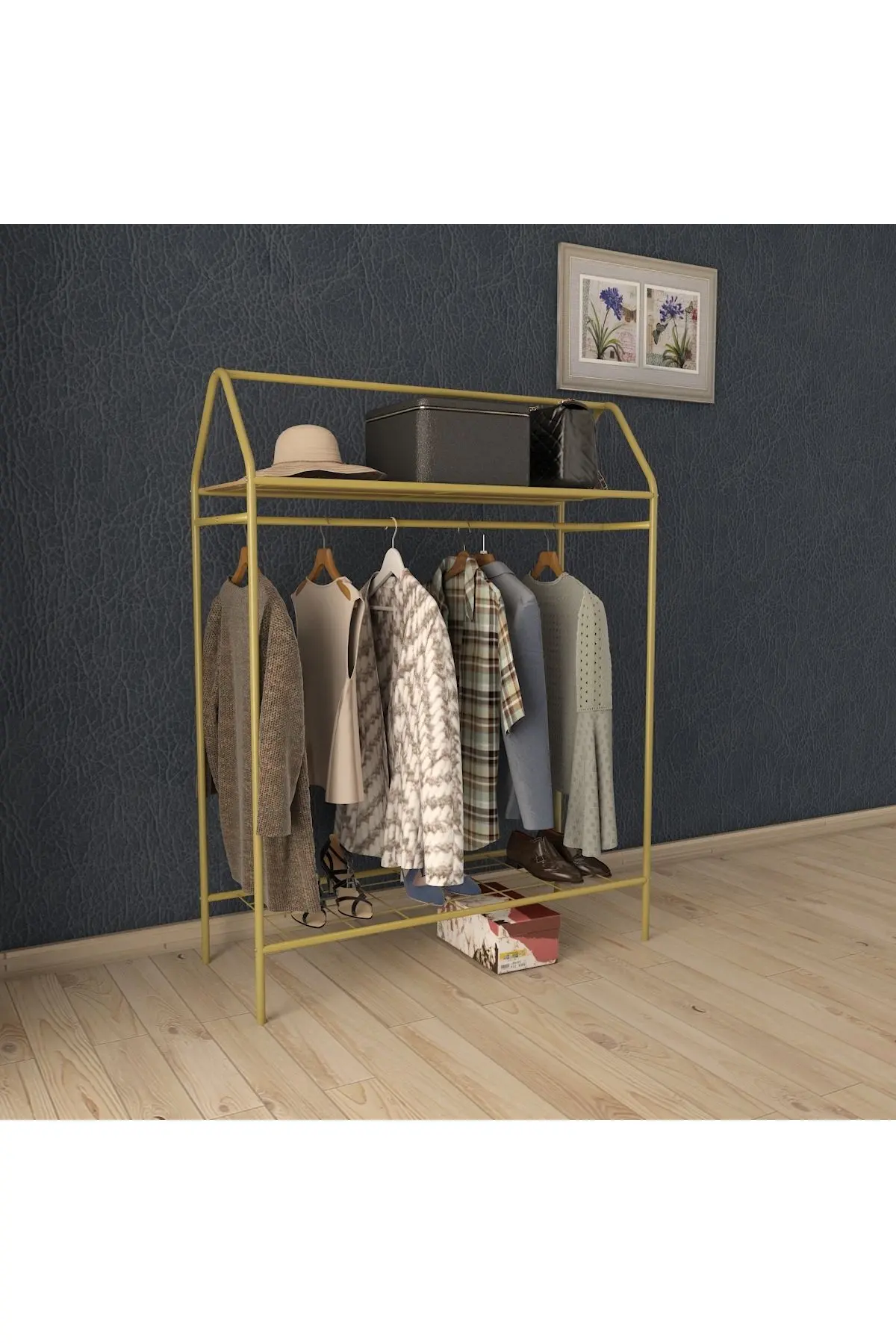 Metallica Concept Home Hanger Gold Elbise Askılığı Raflı New Design Konfeksiyon Askısı