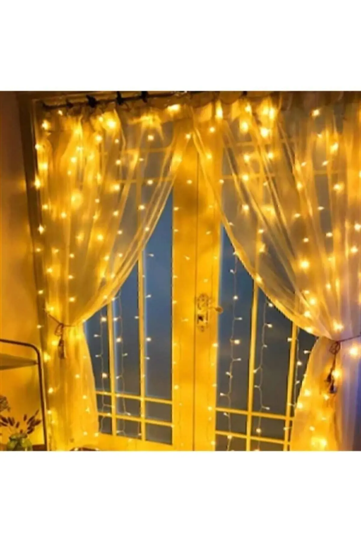 Perde Süsleme Ledi Peri Led 3m X 3m (300cm X 300 Cm) 300 Adet Led Işıklandırma Sarı (günışığı)