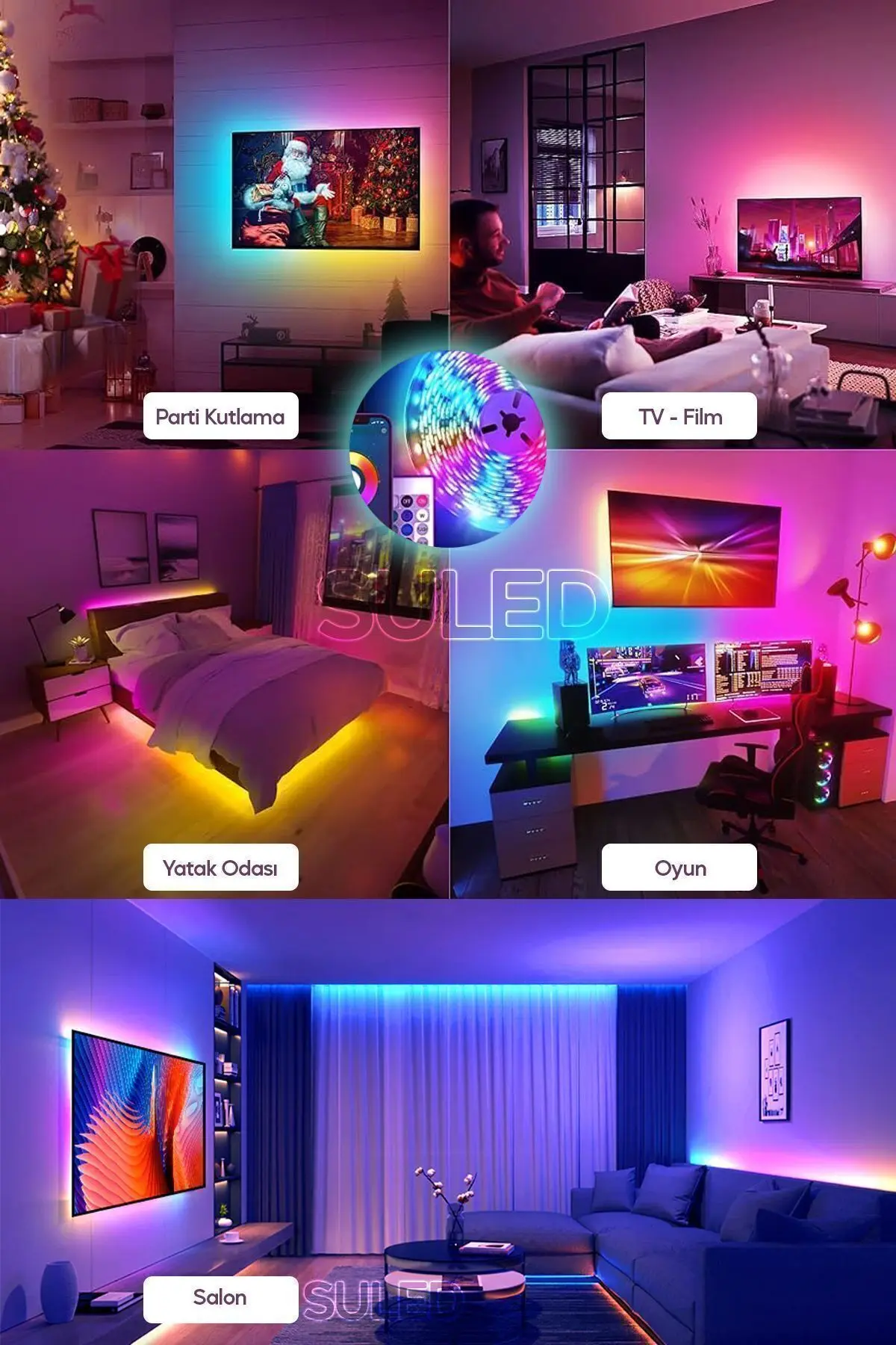 Tv Arkası 10 Metre Bluetooth Telefon Kontrollü Smart Şerit Led Sese Duyarlı Kumandalı Led Işık