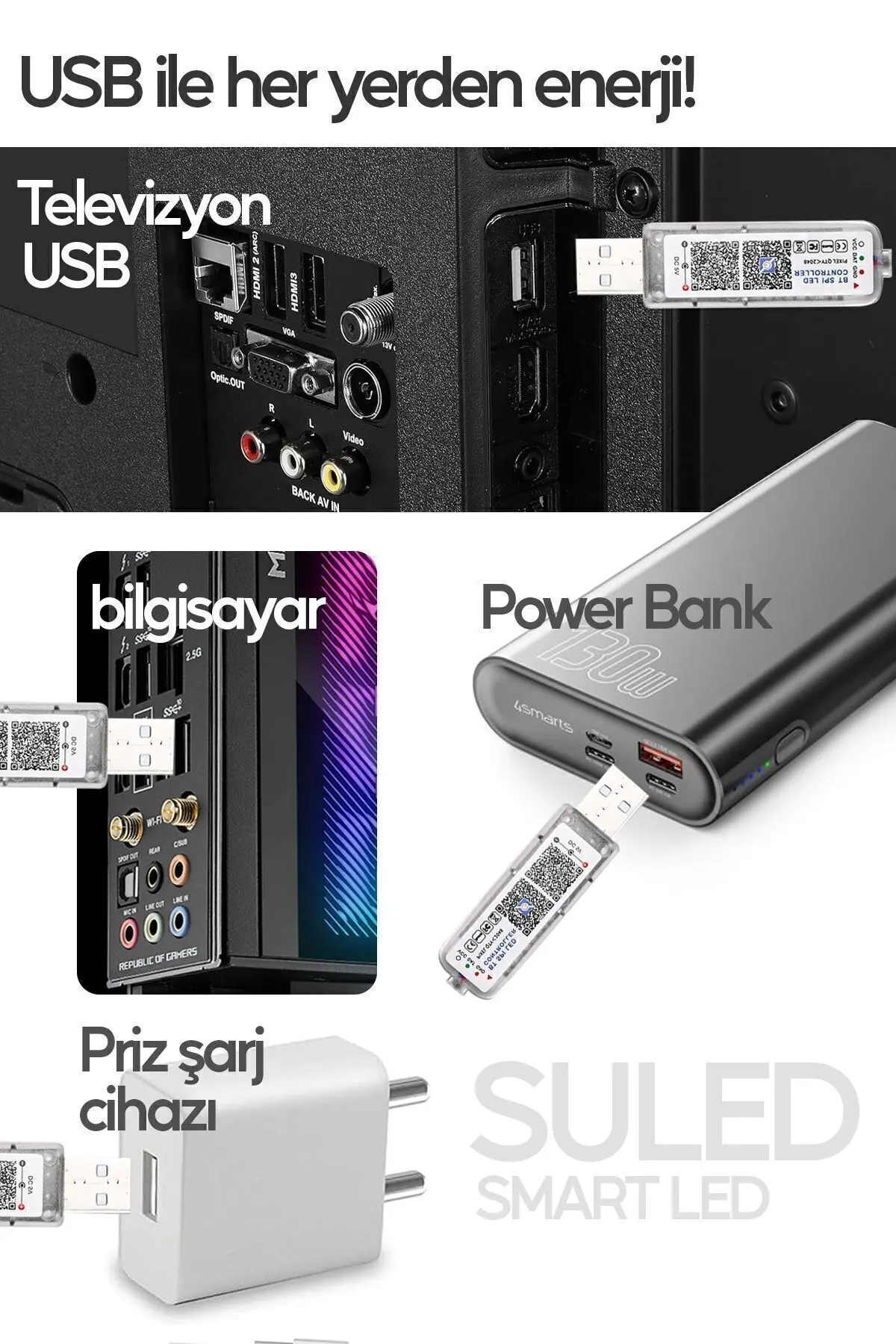 Tv Arkası 10 Metre Bluetooth Telefon Kontrollü Smart Şerit Led Sese Duyarlı Kumandalı Led Işık