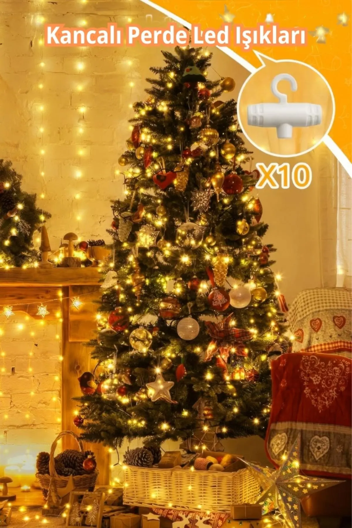 300 Ledli 10 Sarkıt Perde Led Işık-8 Fonksiyon, Uzaktan Kumandalı, 3x3 Metre