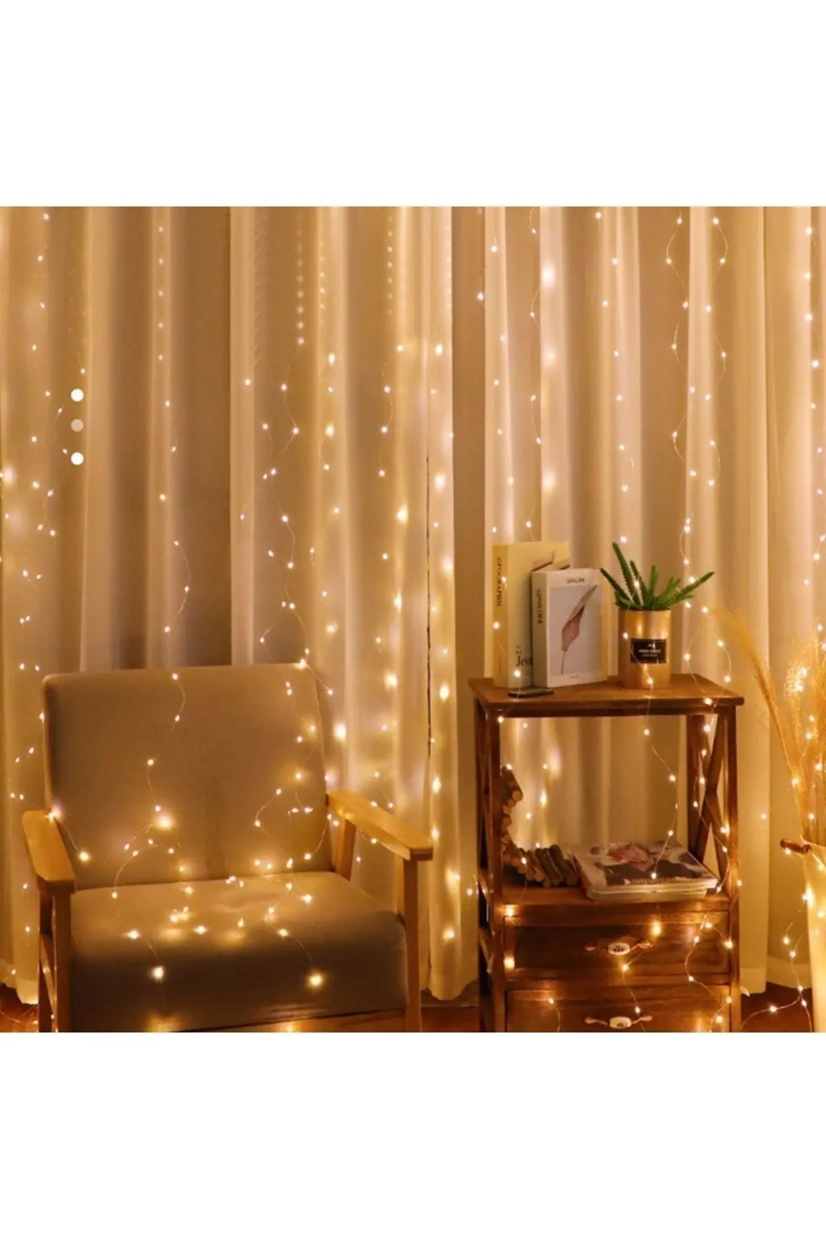 Perde Led Işıkları Süsleme Usb Uzaktan Kumanda 8 Mod Işık Zinciri 10 Saçaklı Kanca Aparatlı