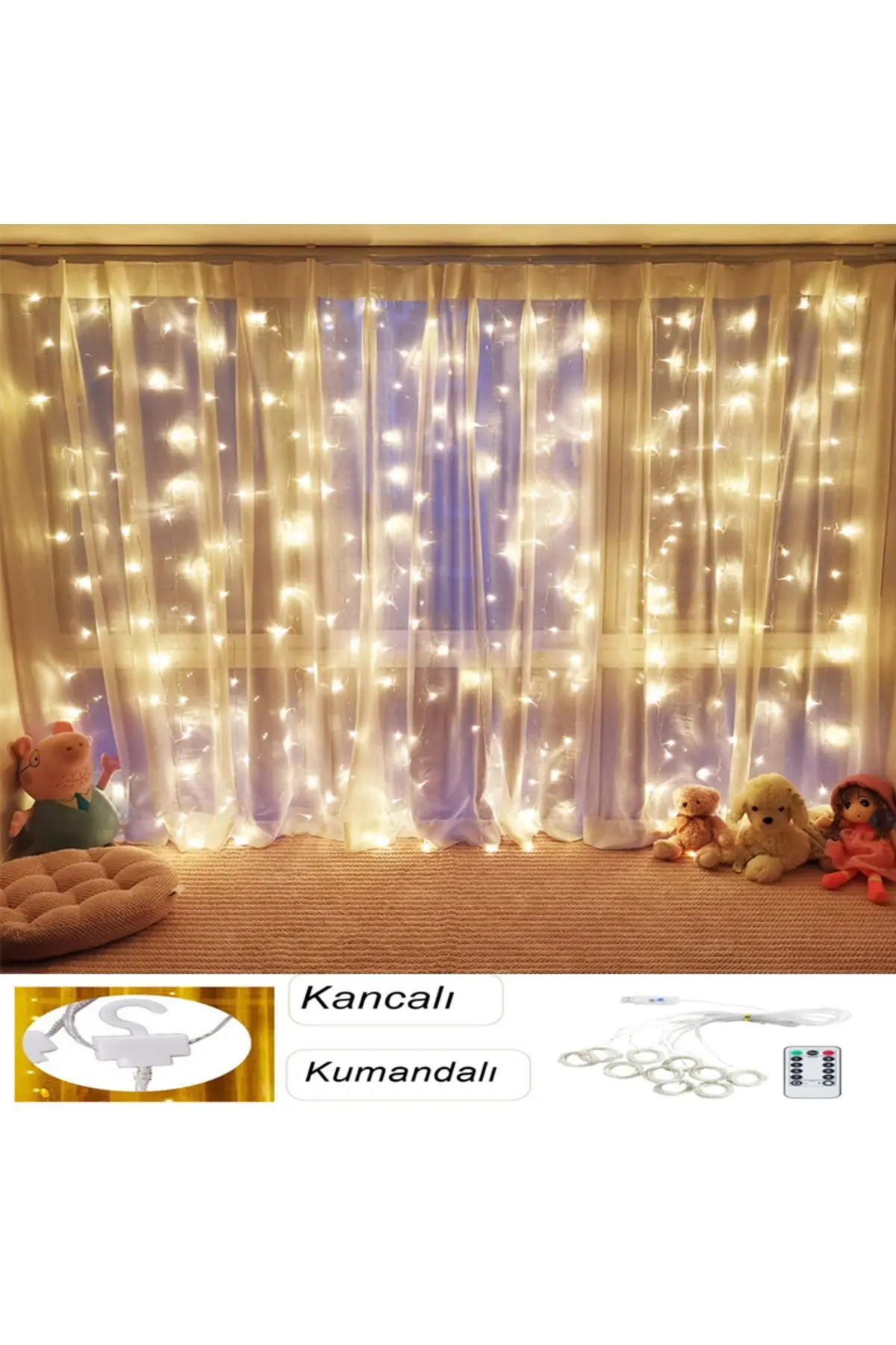 Havana Dekoratif Aydınlatma Led Işıklı Perdesi 300 Led Bakır Tel Perde Dize Işıkları 8 Mod Uzaktan Kumanda