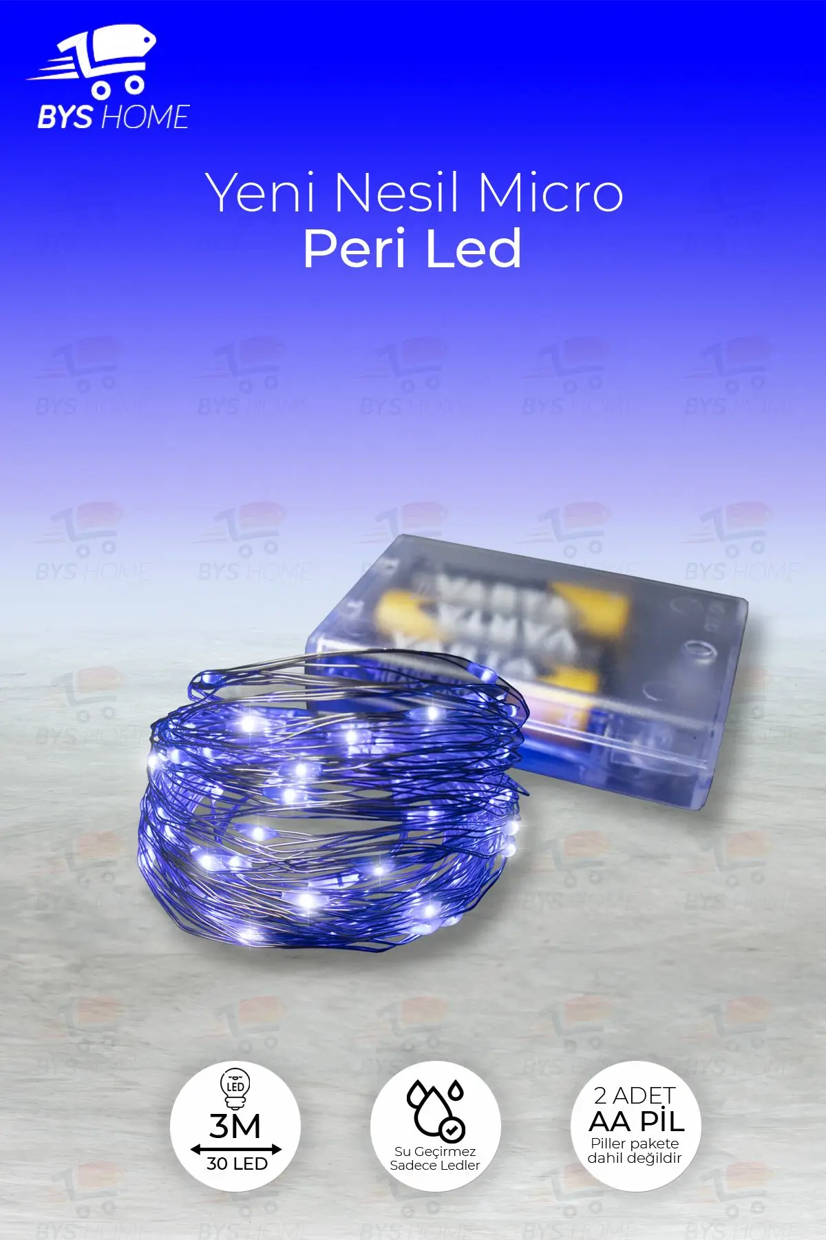 Dekoratif Yeşil Yapraklı 230 Cm Yapay Sarmaşık Ve 300 Cm Peri Led Mavi Renk