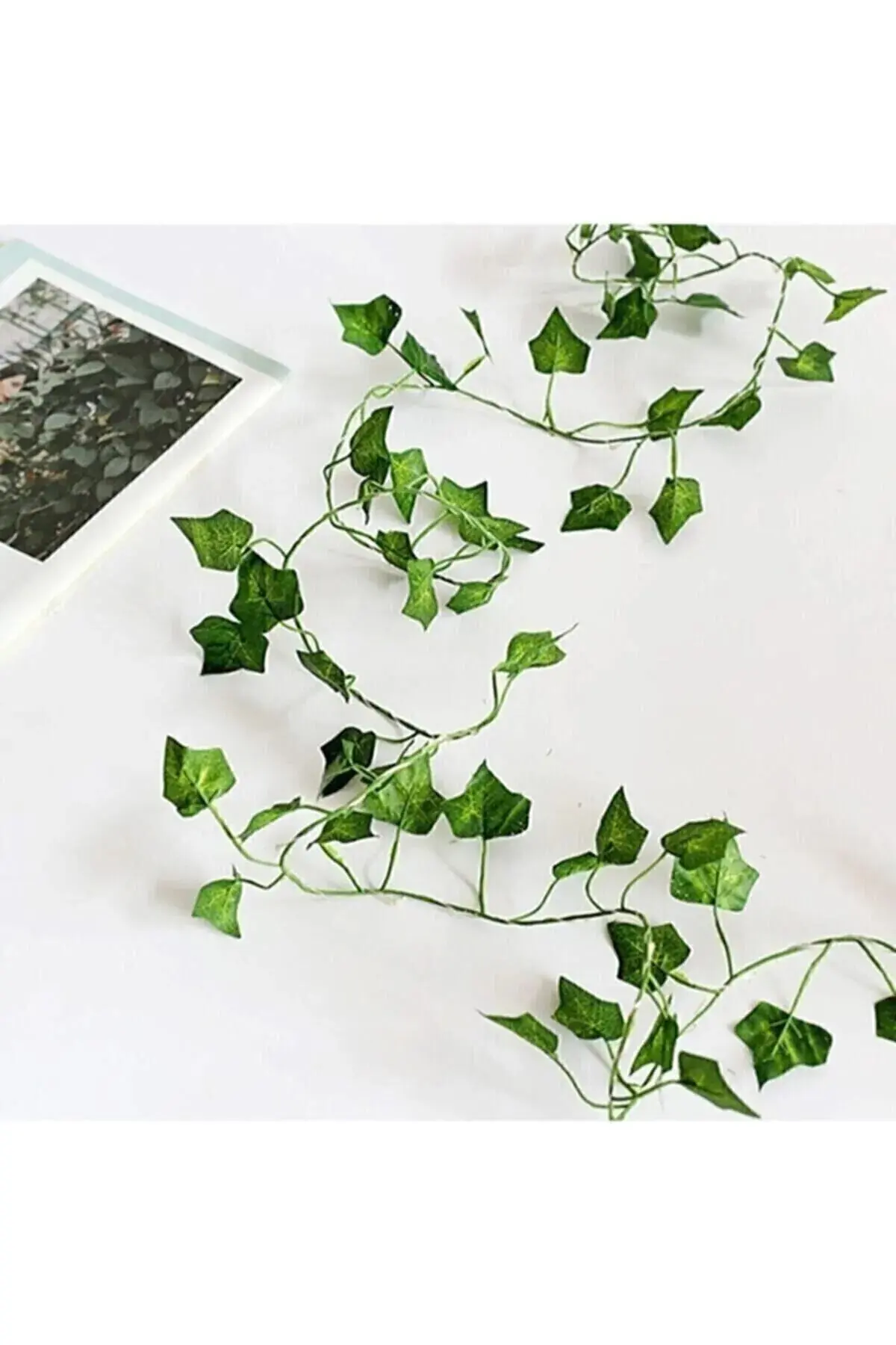 Dekoratif Yeşil Yapraklı 230 Cm Yapay Sarmaşık Ve 300 Cm Peri Led Mor Renk