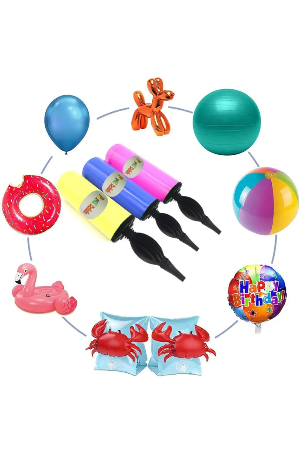 1 Adet Renkli Balon Şişirme Pompası