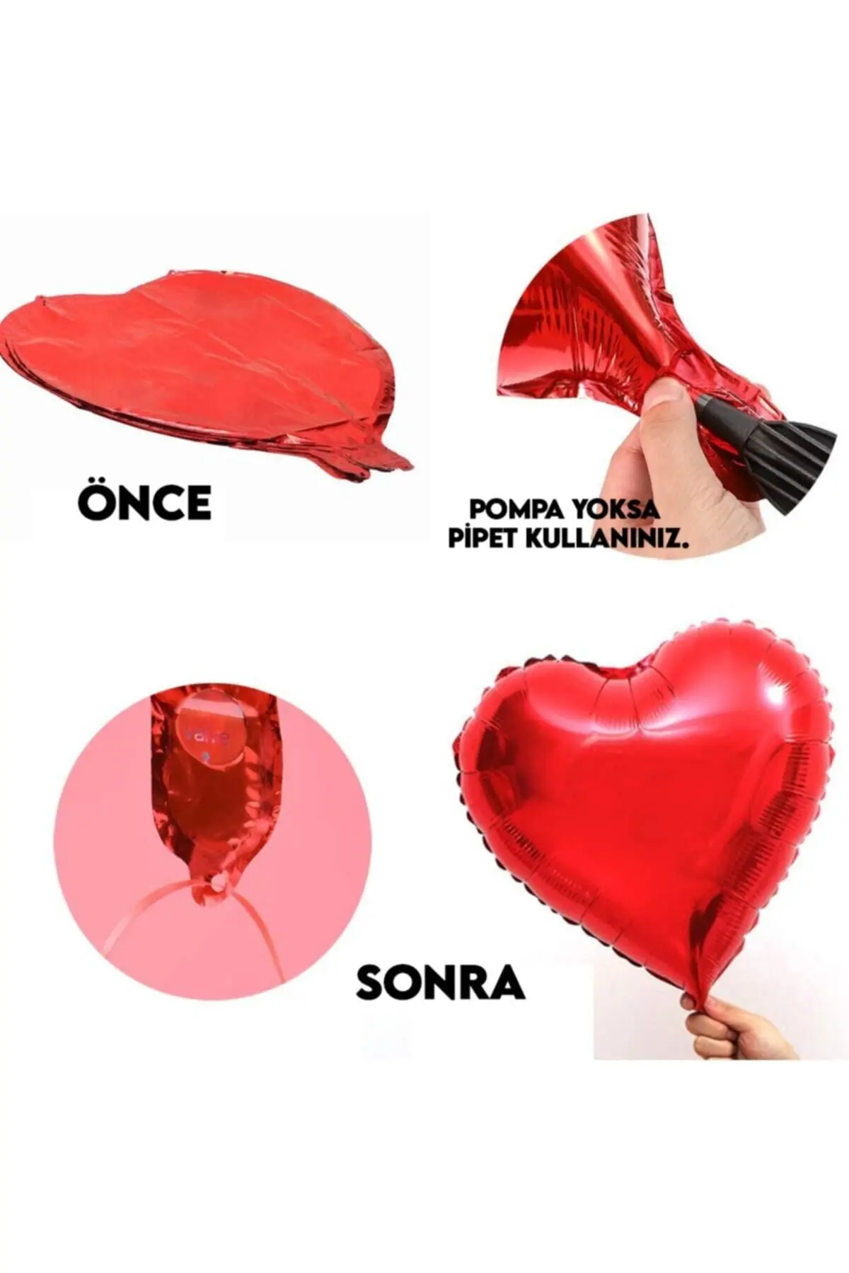 Folyo Kalpli Uçan Kalp Balon 5 Adet 45 Cm Kırmızı Romantik Evlilik Teklifi