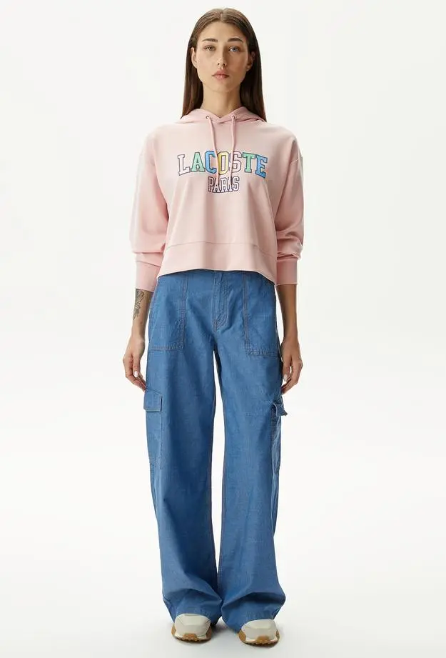 Lacoste Lacoste Kadın Loose Fit Mavi Jean Pantolon