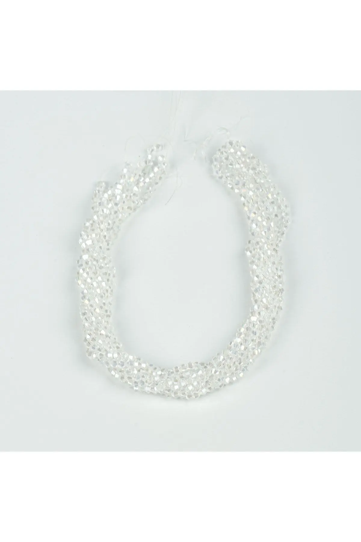 1 DİZİ (40 cm- 90-95 Adet)- 4 mm PİRAMİT KRİSTAL CAM BONCUK, ŞEFFAF AZ JANJAN BONCUK DİZİSİ