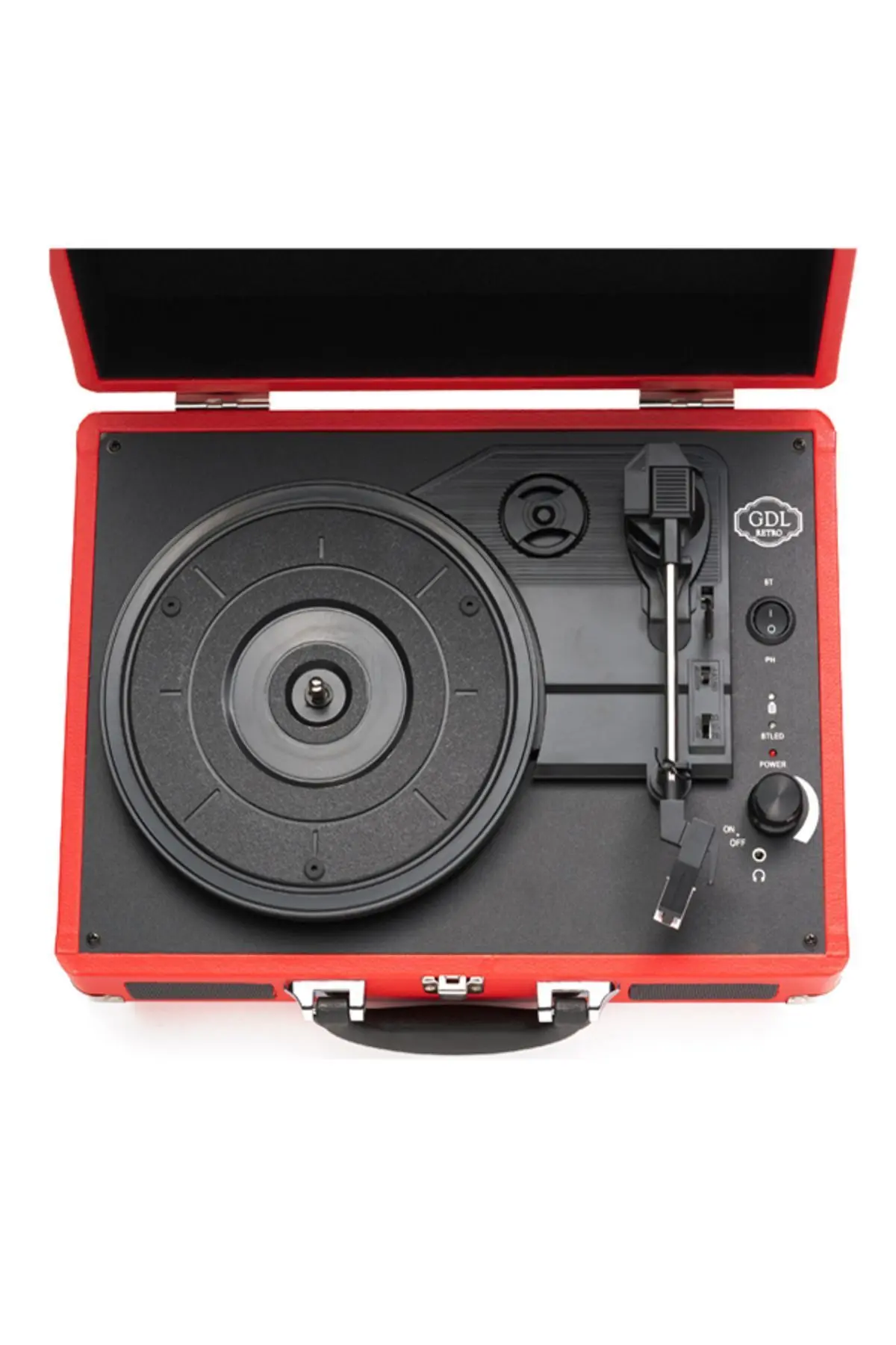 Plak Çalar T317B - Pro (Kırmızı-Bluetooth-Şarjlı)