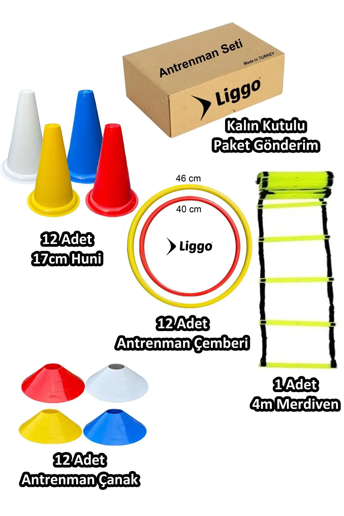 Liggo Antrenman Seti 4m Merdiven Huni Çanak Koordinasyon Çemberi