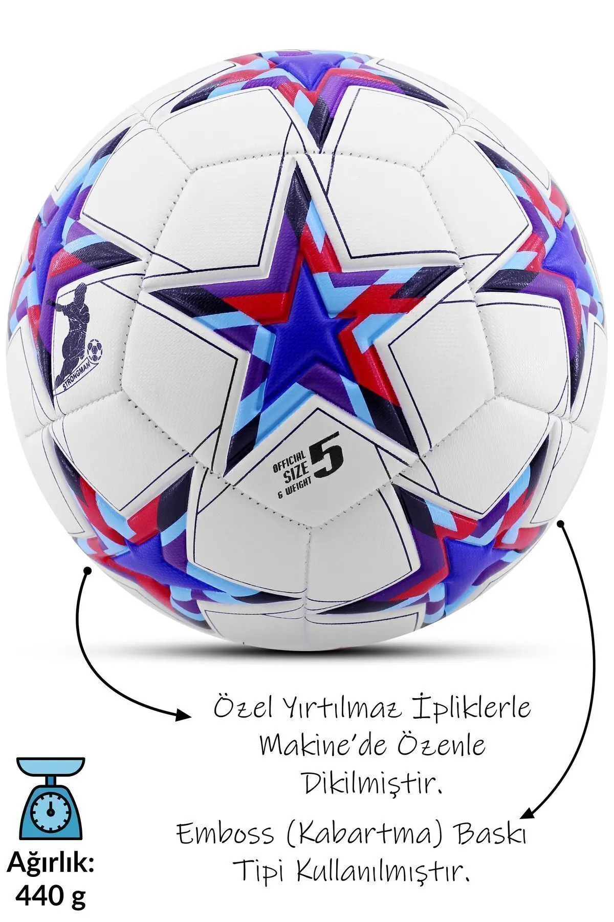 Pro Futbol Topu Maestro Şampiyonlar Ligi Pompalı Sert Zemin Halı Saha Futbol Topu No:5 Mavi