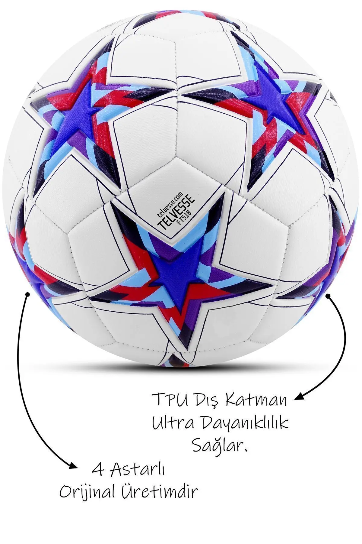 Pro Futbol Topu Maestro Şampiyonlar Ligi Pompalı Sert Zemin Halı Saha Futbol Topu No:5 Mavi