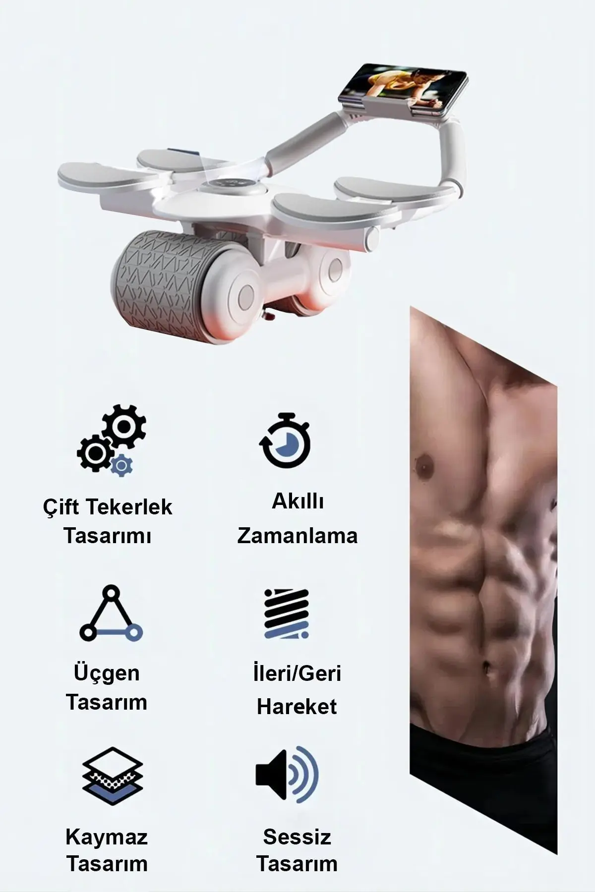 kochler Dijital Ekranlı Çek Bırak - Dirsek Destekli Mekik Aleti - Karın Egzersiz Aleti