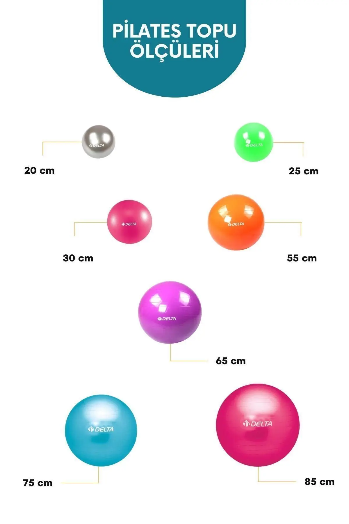 85 Cm Deluxe 180 Cm - 200 Cm Boy Aralığında Olanlar Için Uygun Gümüş Pilates Topu (POMPA YOK)