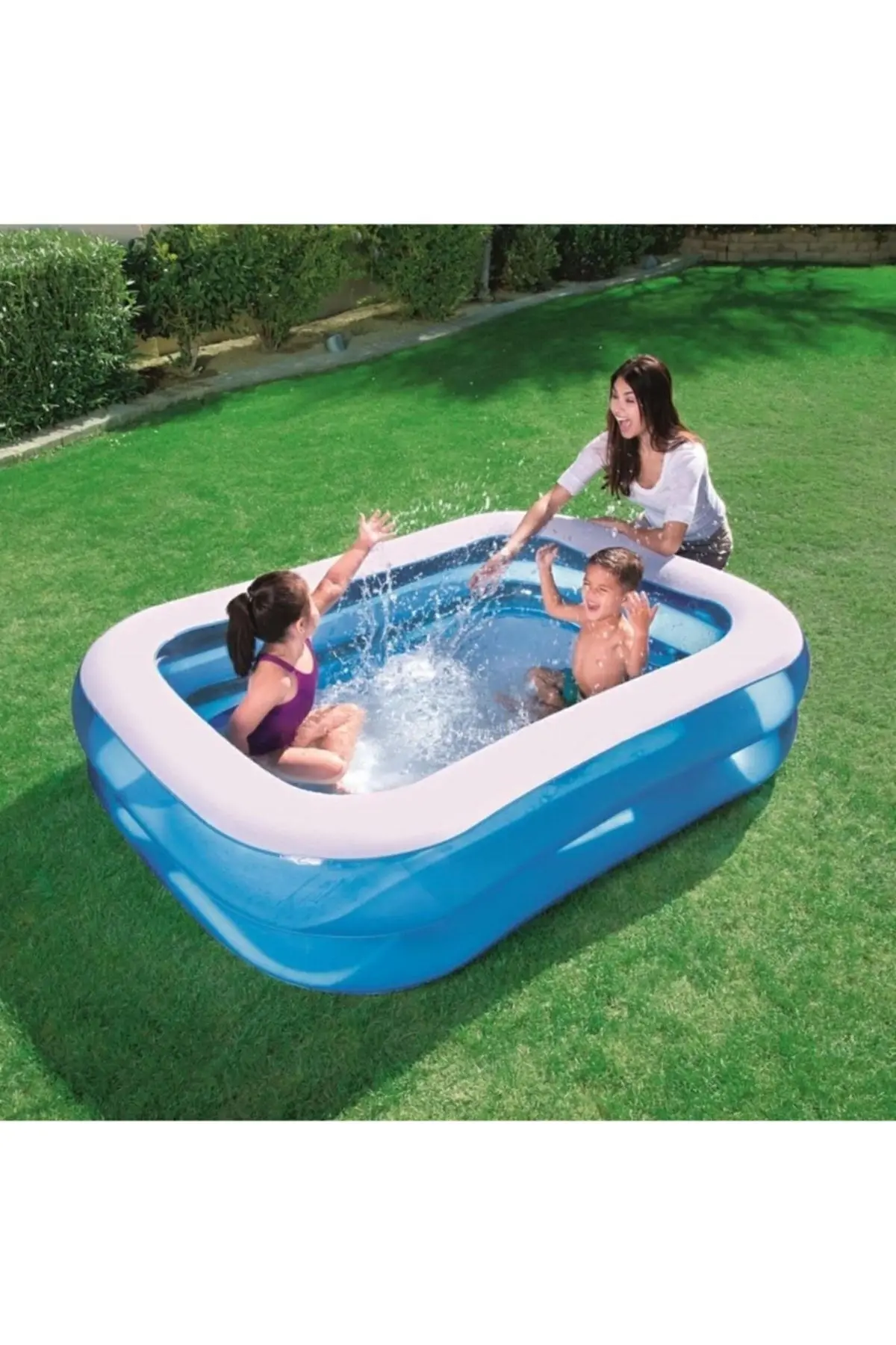 Pompa Hediye - 12819, Büyük Boy Dikdörtgen Şişme Aile Havuzu (211x132x46cm)