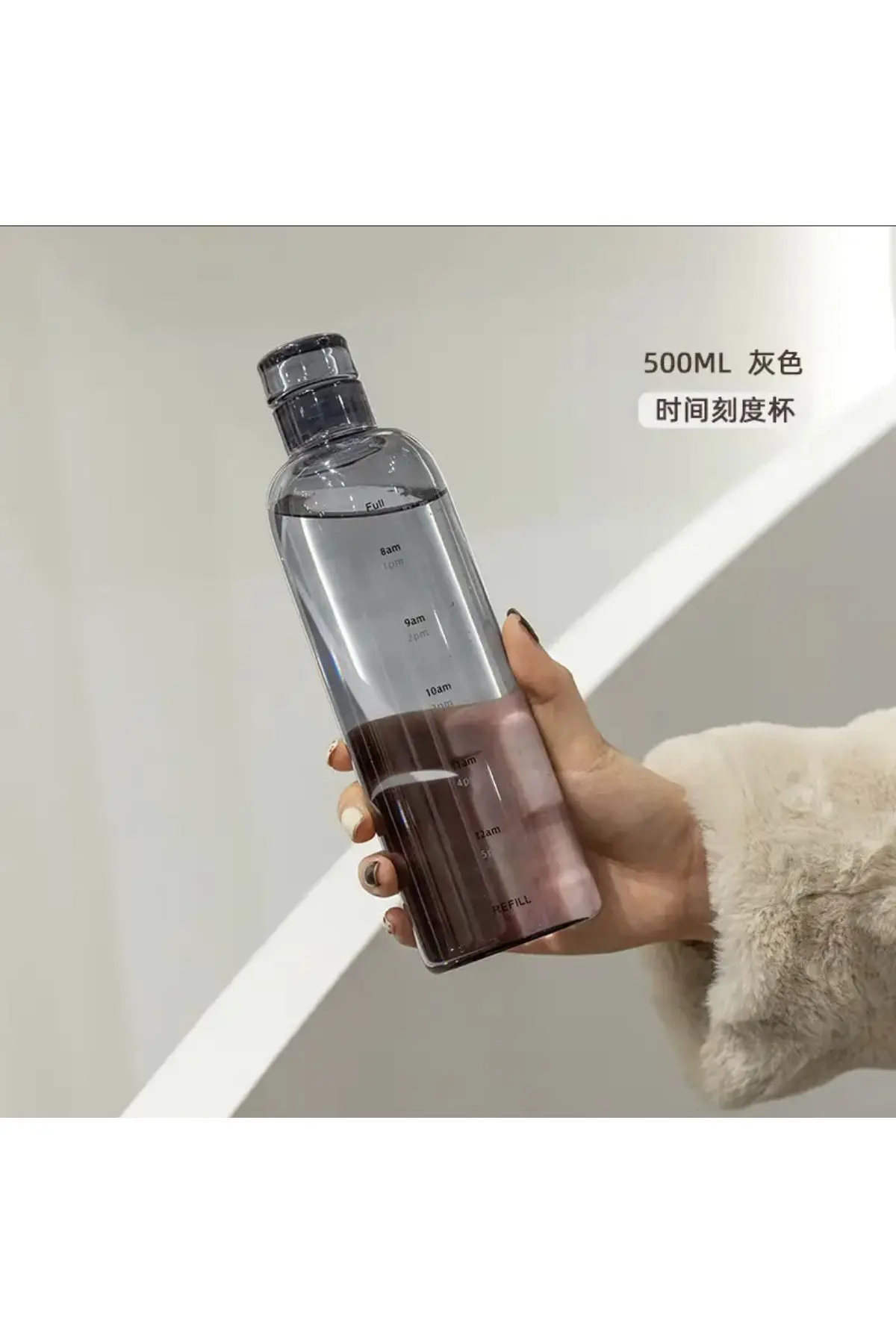 KÜÇÜK EW Sağlıklı Cam Su Şişesi 500ml Motivasyonlu Sızdırmaz Matara Suluk Borosilikat Cam