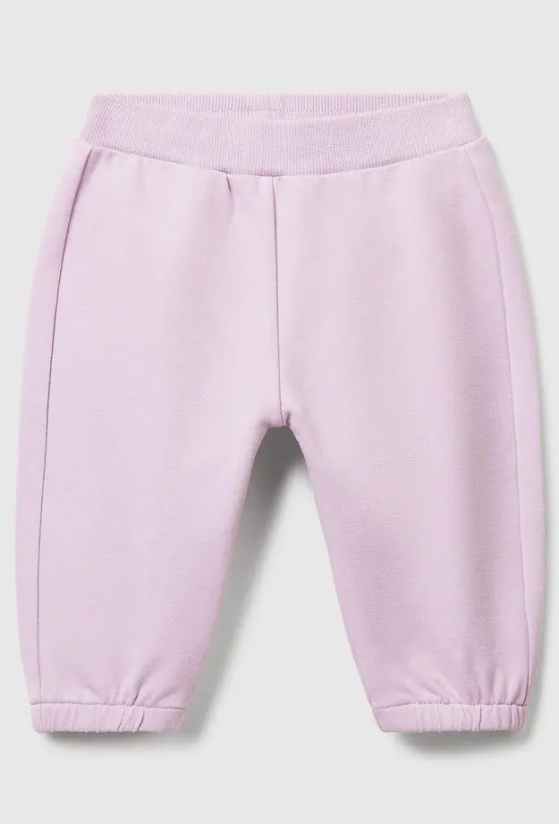 United Colors of Benetton Bebek Lila Altı Kulaklı ve Hayvan İşlemeli Ribanalı Eşofman Altı