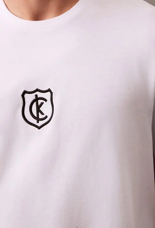 Calvin Klein 20S Embrd Shield Cn Erkek Beyaz T-Shirt