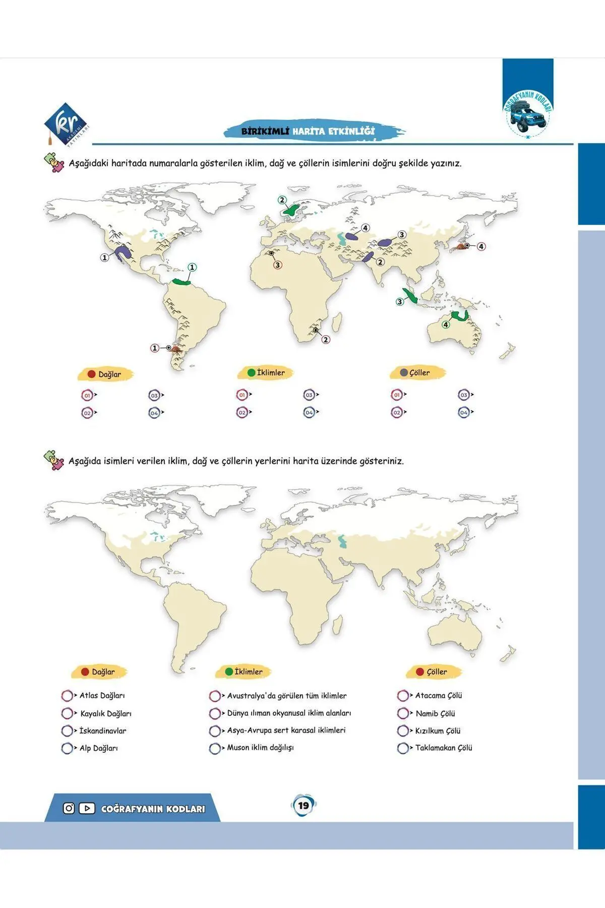 Coğrafyanın Kodları Dünya Haritaları Çalışma Defteri ve Soru Bankası
