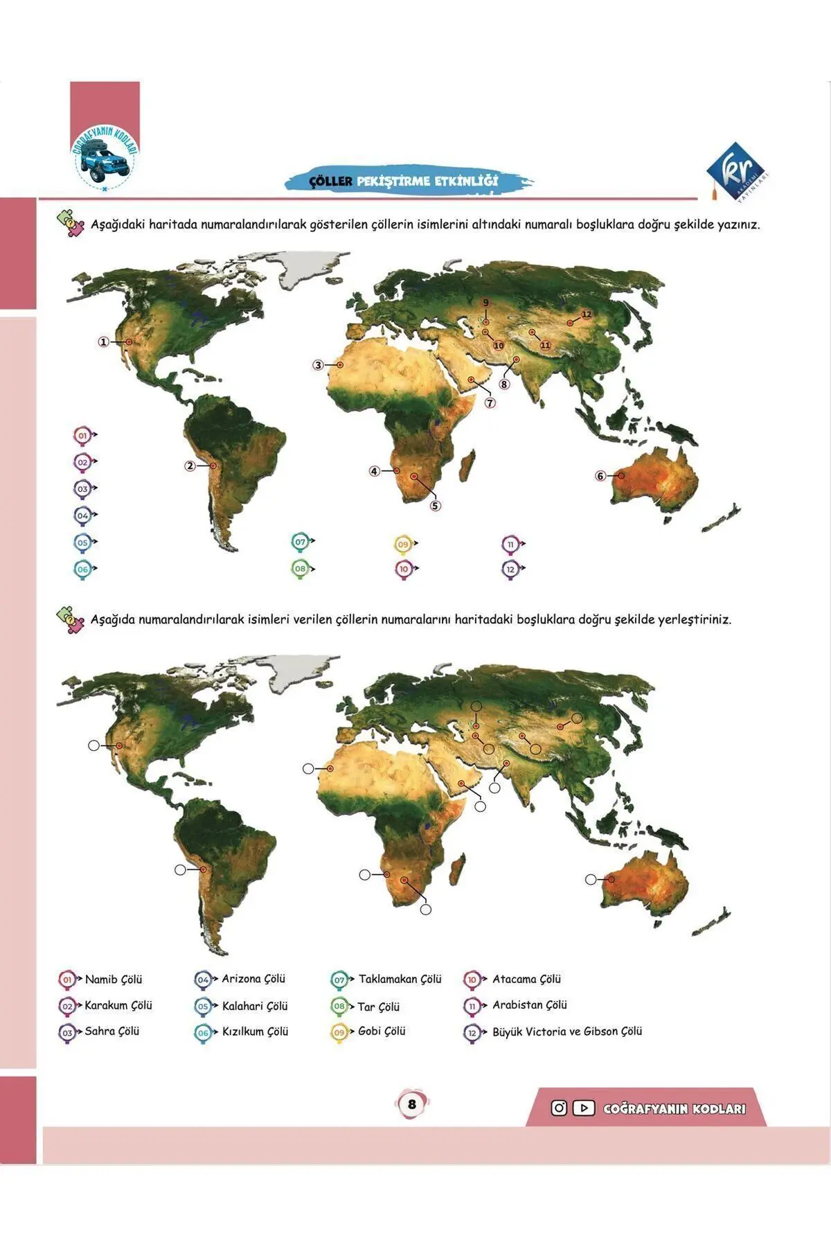 Coğrafyanın Kodları Dünya Haritaları Çalışma Defteri ve Soru Bankası