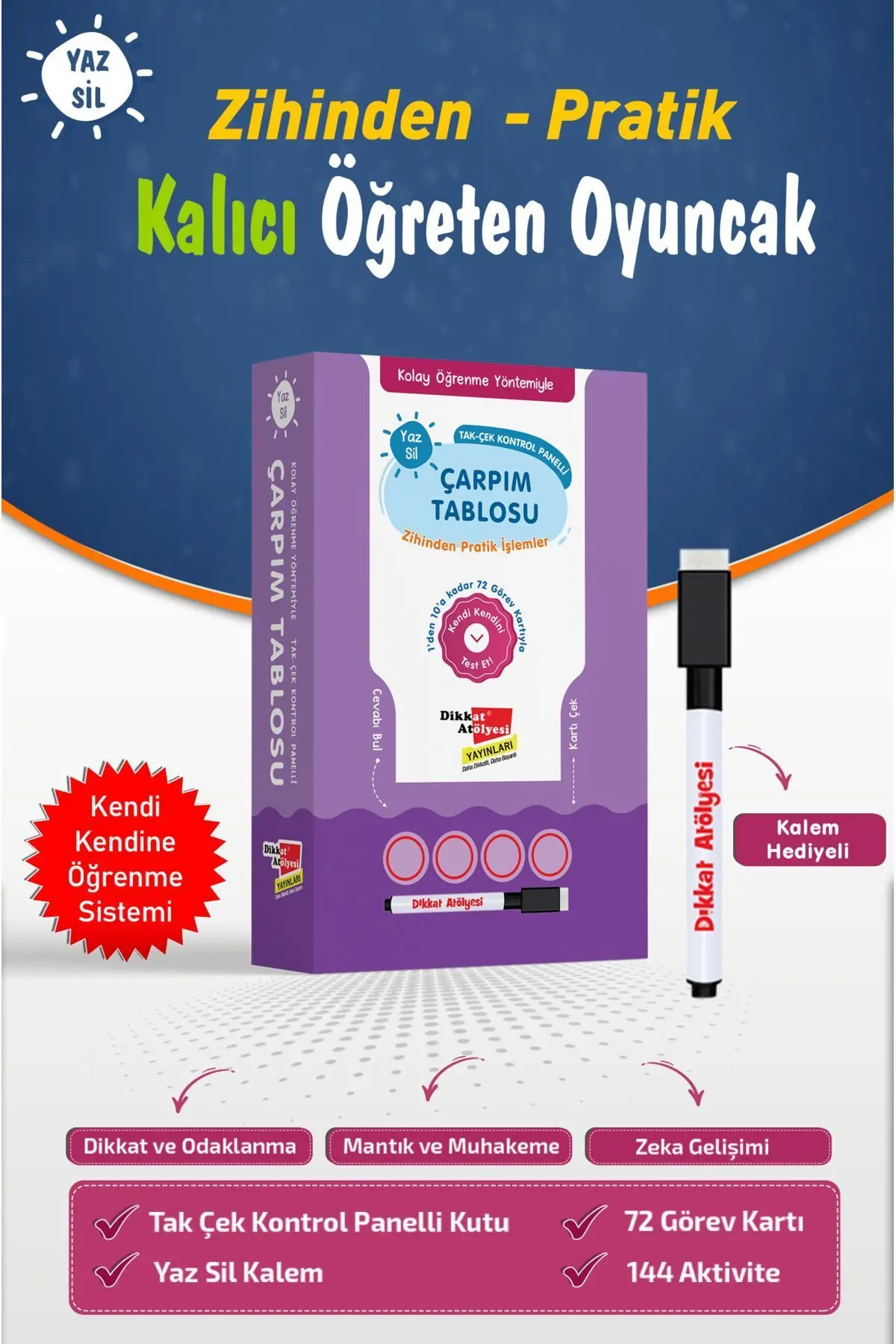 Dikkat Atölyesi Yayınları Kolay Öğrenme Yöntemiyle Çarpım Tablosu