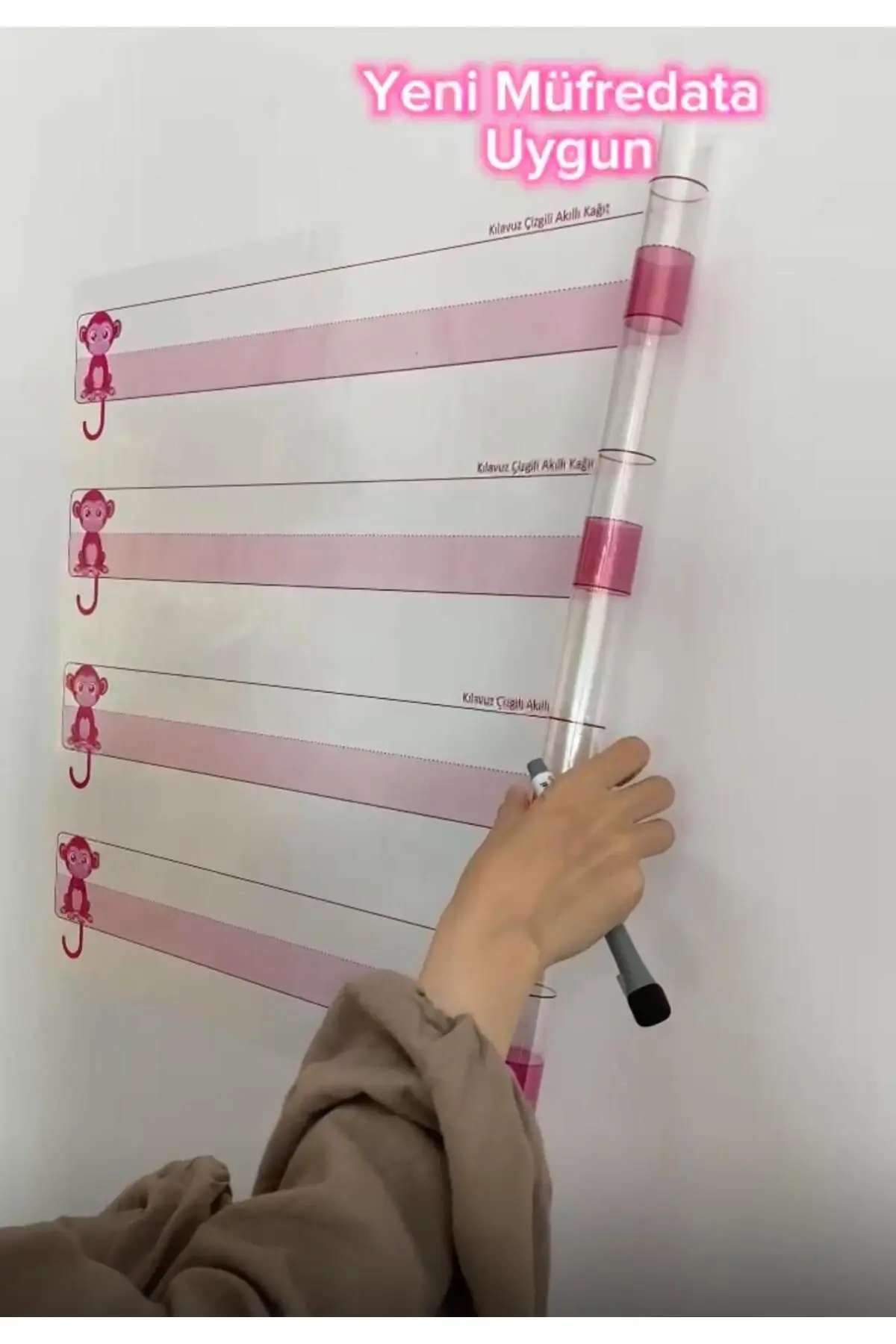 Cengo Yeni Müfredat Klavuz Çizgili 56x100 cm Kağıt Tahta - Doldurulabilir Silgili Kalem Hediye