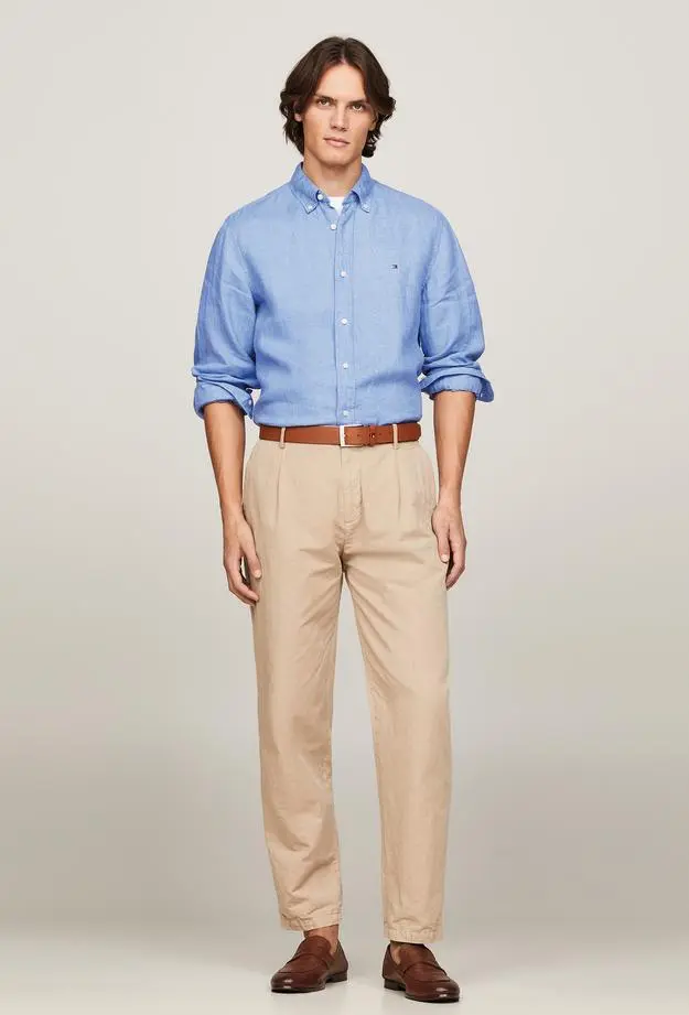 Tommy Hilfiger Tommy Hilfiger Pigment Dyed Linen Erkek Mavi Gömlek