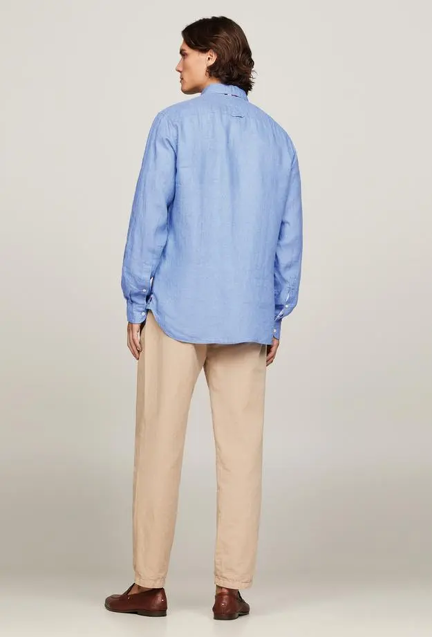 Tommy Hilfiger Pigment Dyed Linen Erkek Mavi Gömlek