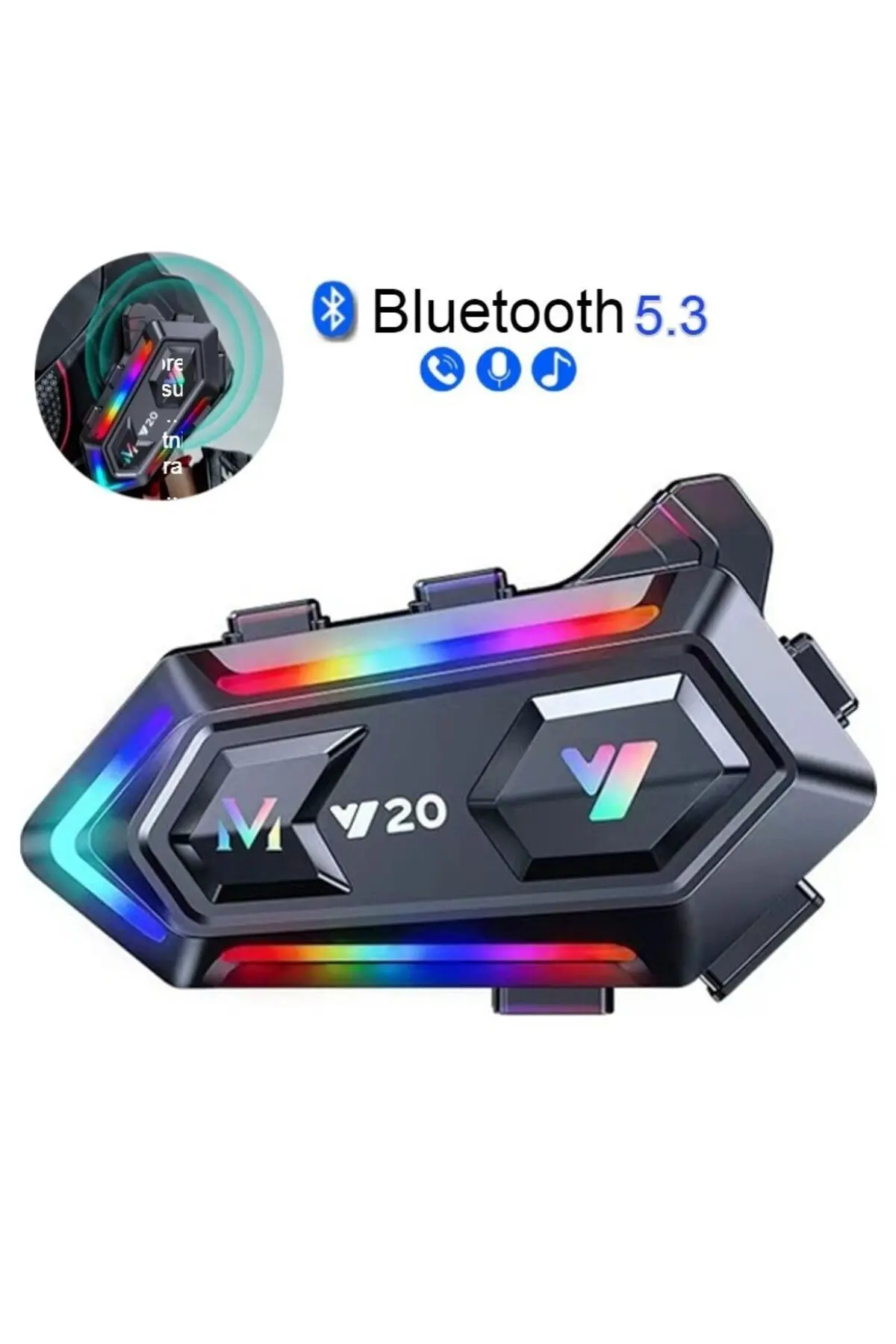 Dynego Y20 5.3 Motosiklet Kask Kulaklık Intercom Işıklı Motorsiklet Interkom