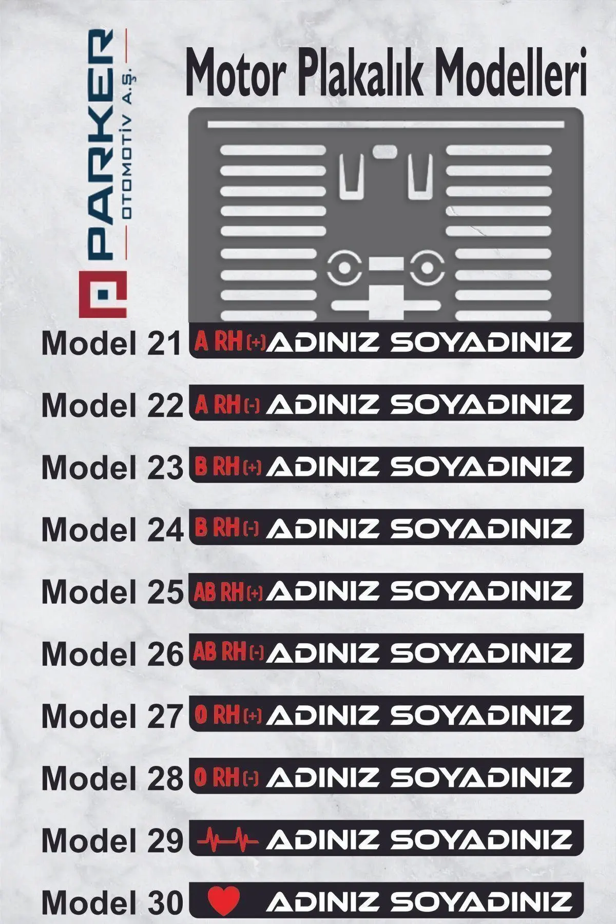 Motor Plakalık Isimli Kişiye Özel