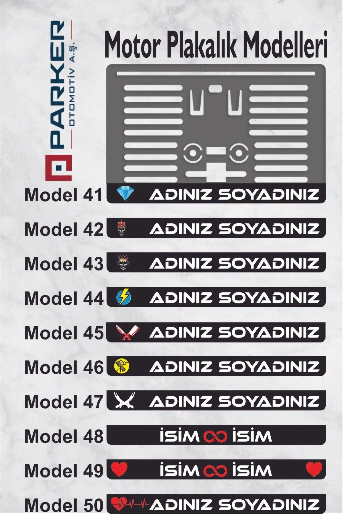 Motor Plakalık Isimli Kişiye Özel