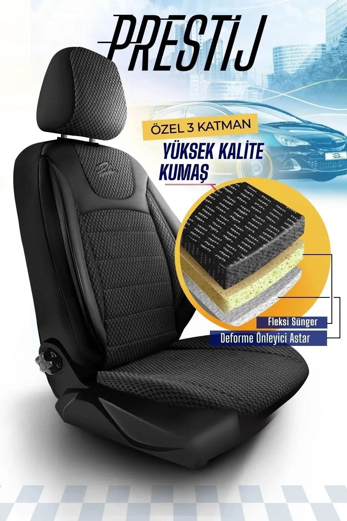 PANDA PRESTİJ SERİSİ DOKUMA KUMAŞ OTO KOLTUK KILIFI TAM SET