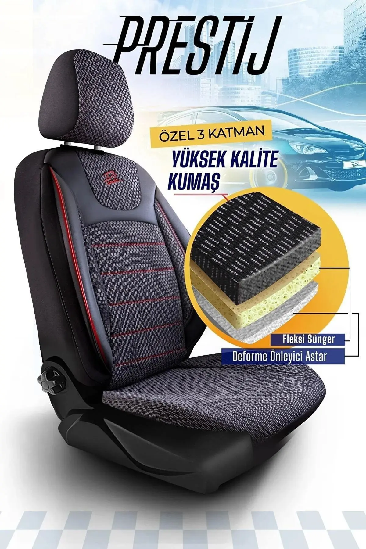 PANDA PRESTİJ SERİSİ DOKUMA KUMAŞ OTO KOLTUK KILIFI TAM SET