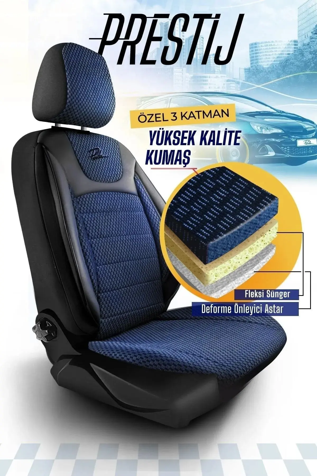 Panda Prestij Serisi Dokuma Kumaş Oto Koltuk Kılıfı - Tam Set