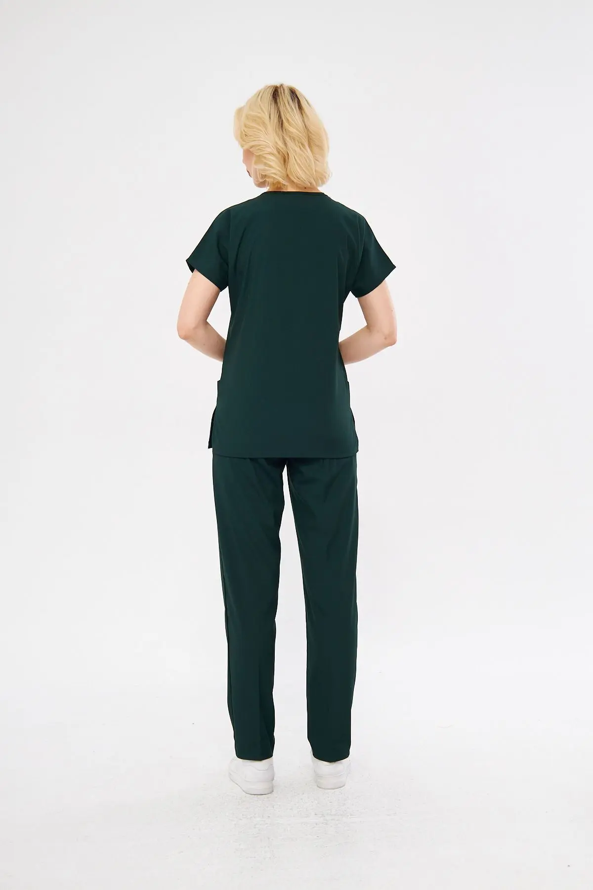 Avcı Yeşili Likralı Unisex Medikal Hemşire Ve Doktor Üniforması Scrubs Cerrahi Giyim Takım