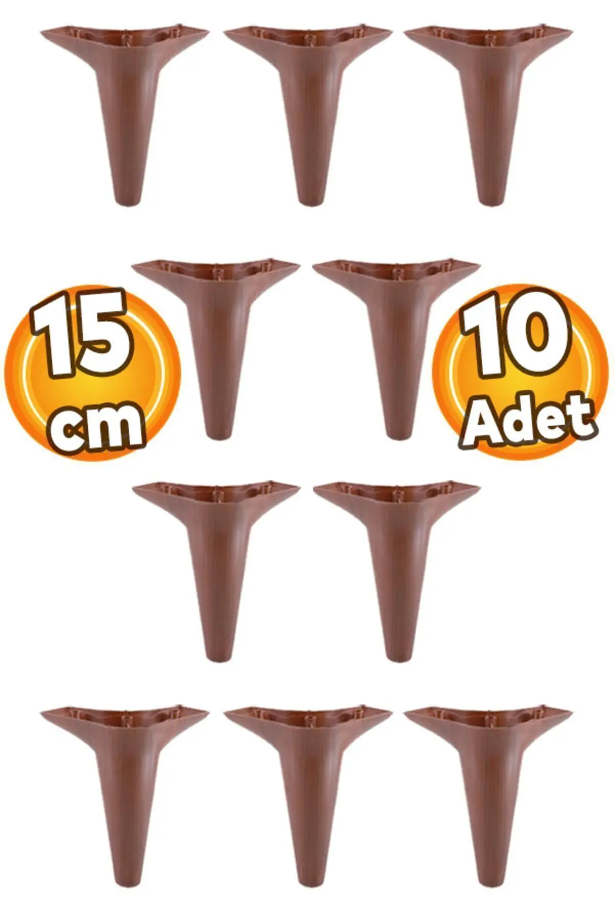 Badem10 Aspen Lüks Mobilya Kanepe Koltuk Tv Ünitesi Baza Ayağı Ayakları 15 Cm Ahşap Desenli Ayak 10 Adet