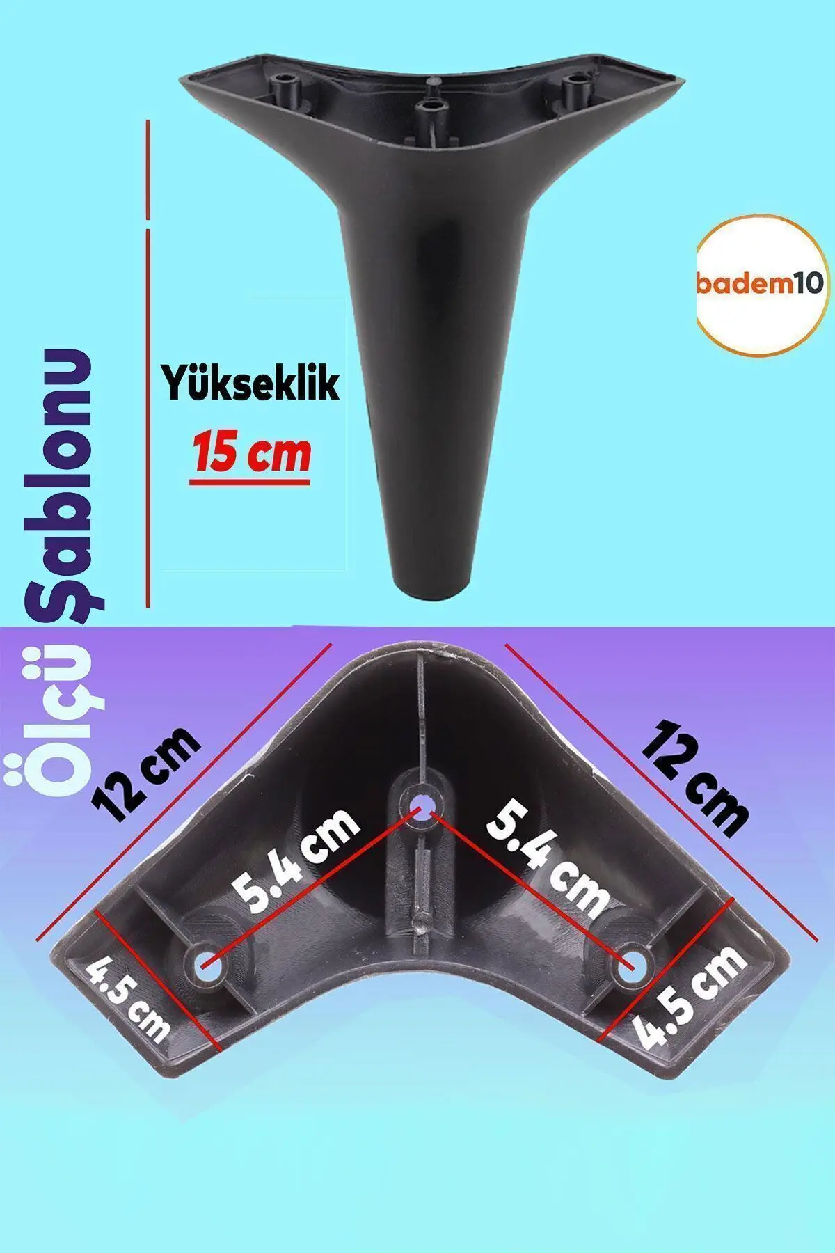 Aspen Lüks Mobilya Kanepe Koltuk Tv Ünitesi Baza Yükseltici Ayağı Ayakları 15 Cm Siyah Ayak