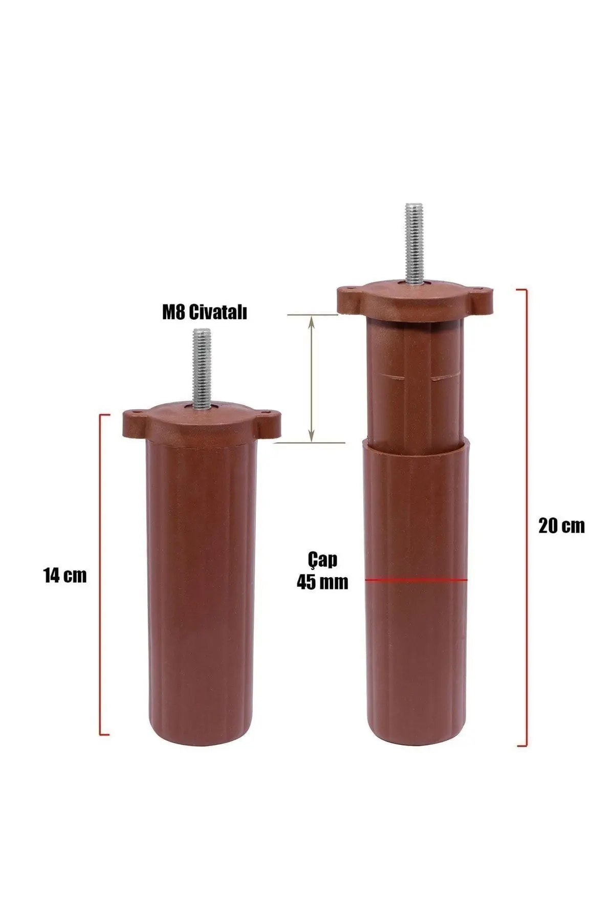 Aspen 12'li Set Lüks Mobilya Kanepe Koltuk Baza Ayağı Ayakları 15 Cm Ahşap Desenli Kahverengi Ayak
