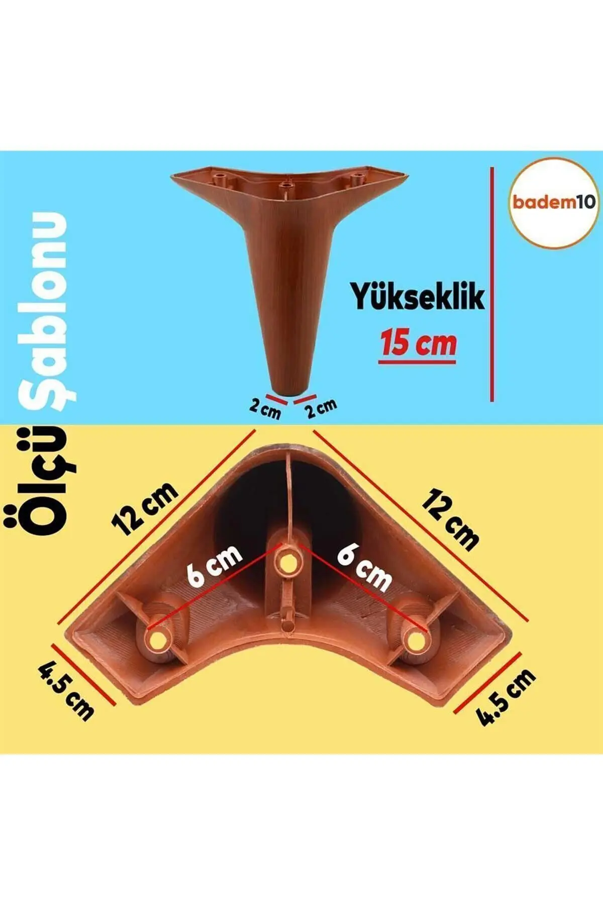 Aspen Lüks Mobilya Kanepe Koltuk Tv Ünitesi Baza Ayağı Ayakları 15 Cm Ahşap Desenli Ayak (4 ADET)