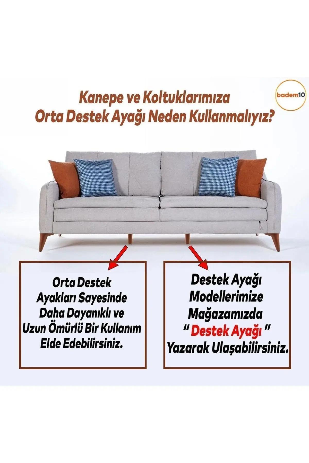 Aspen 12'li Set Lüks Mobilya Kanepe Koltuk Baza Ayağı Ayakları 15 Cm Ahşap Desenli Kahverengi Ayak