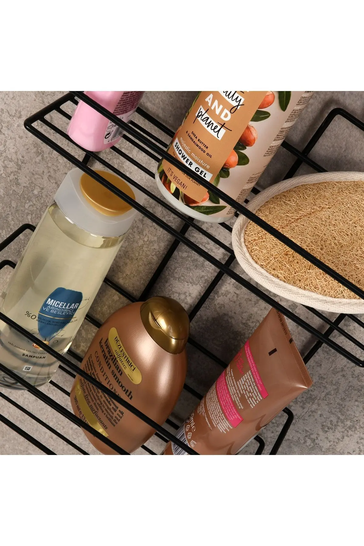 Paslanmaz Yapışkanlı Banyo Şampuanlık Duşa Kabin Rafı İkili