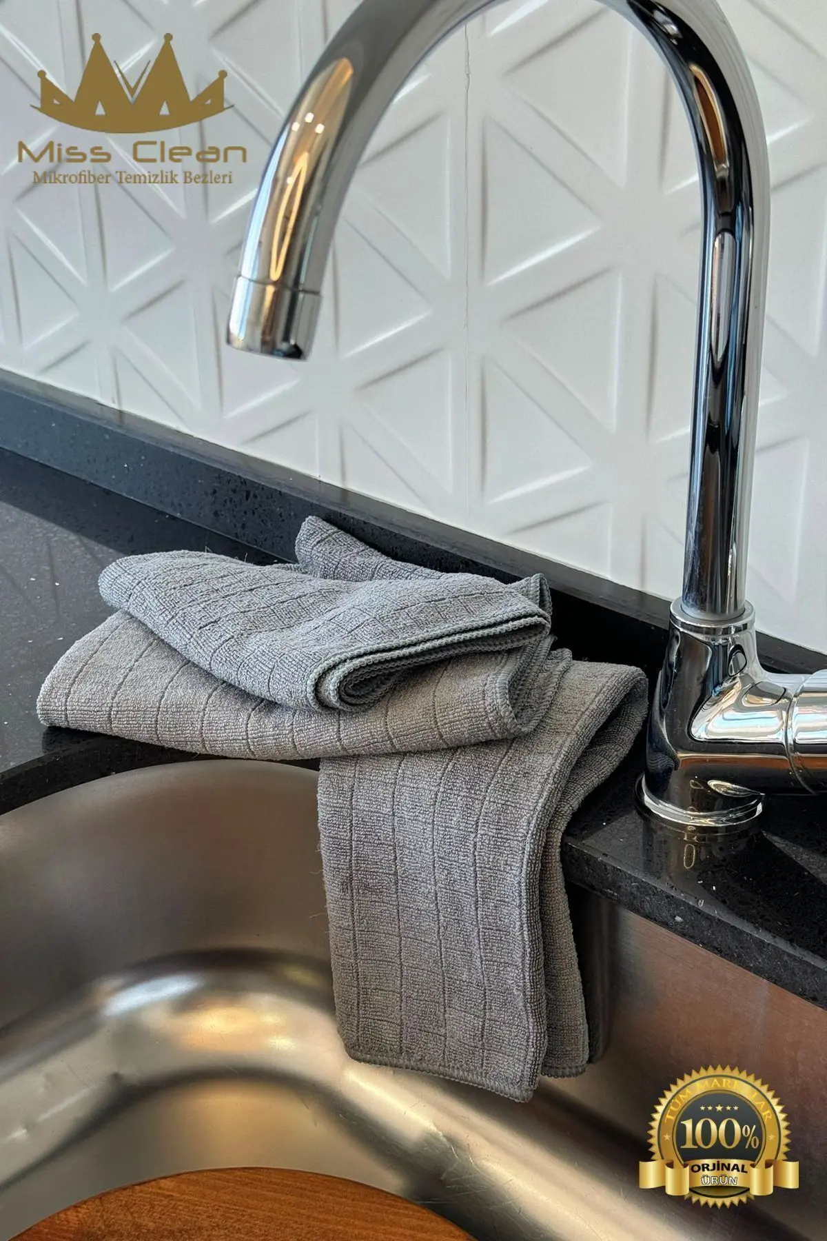 MissClean ( 3 Adet ) Mikrofiber Mutfak Temizlik Bezi 40*40 Cm Leke Tutmaz Koku Yapmaz