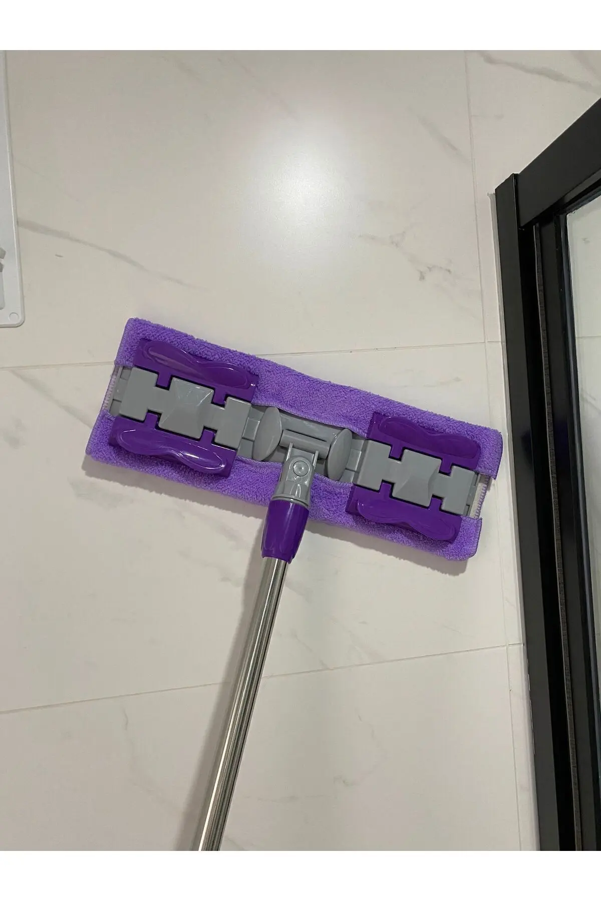 ( 1 Adet Yedek Bez Hediyeli ) Yer Mopu Fayans Duvar Yüzey Temizlik Mikrofiber Mandallı Mop