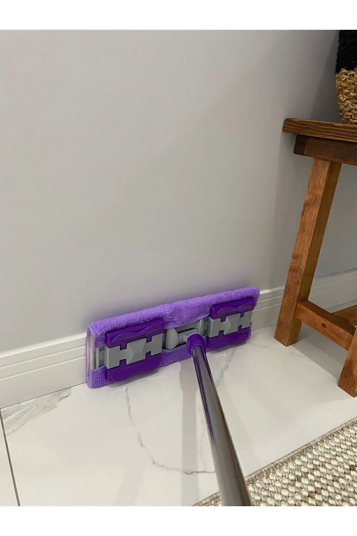 ( 1 Adet Yedek Bez Hediyeli ) Yer Mopu Fayans Duvar Yüzey Temizlik Mikrofiber Mandallı Mop