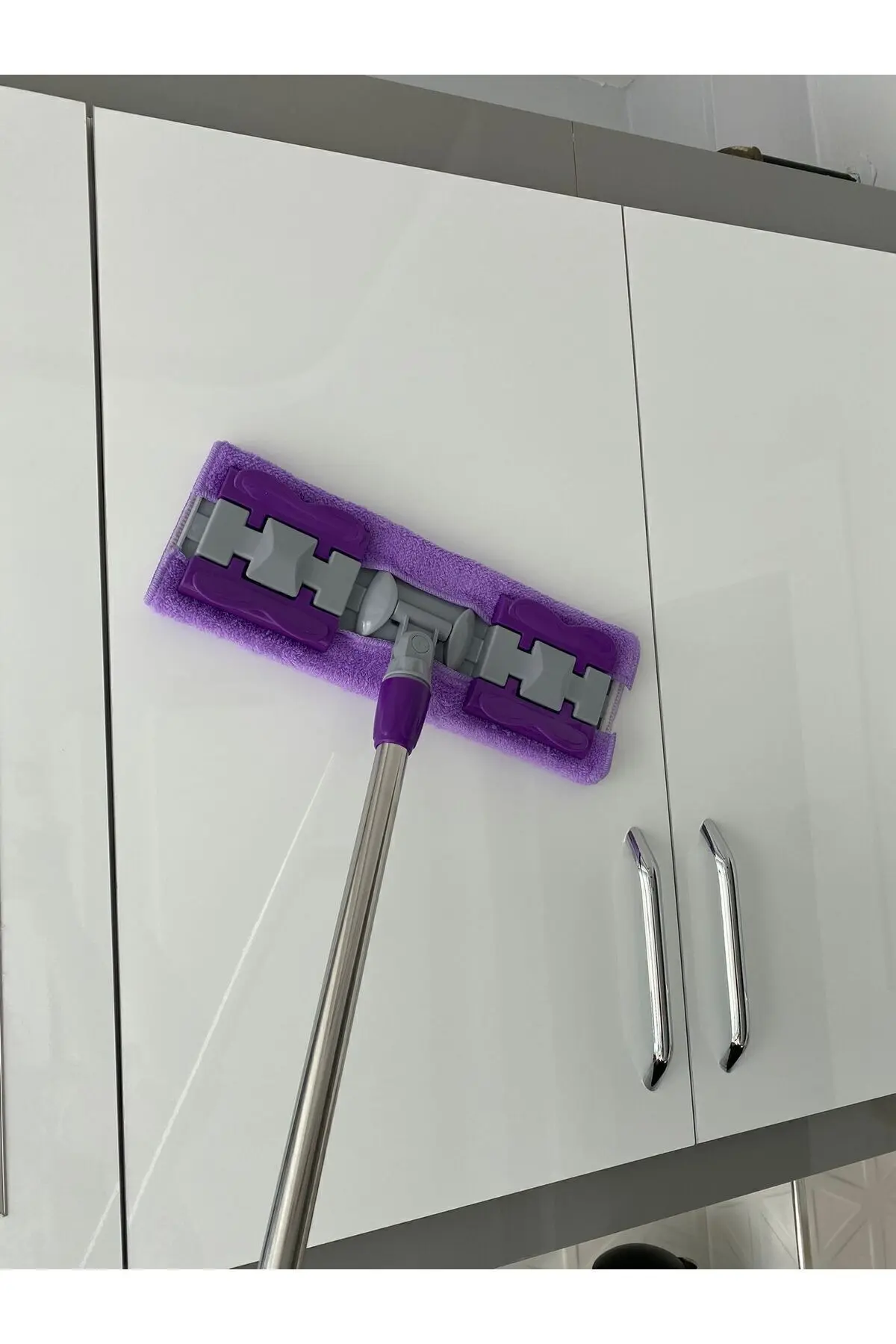 ( 1 Adet Yedek Bez Hediyeli ) Yer Mopu Fayans Duvar Yüzey Temizlik Mikrofiber Mandallı Mop