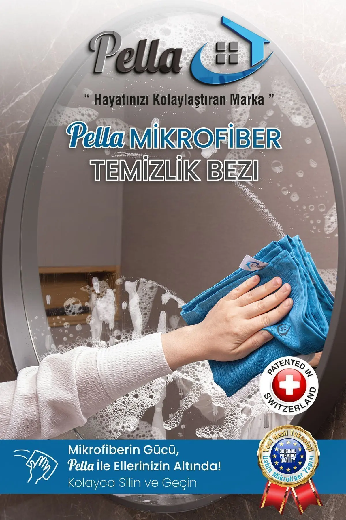 Classic 3'lü Mikrofiber Temizlik Bezi, Cam, Araba, Mutfak, Fiber Temizleme Bezi (40 X 60 Cm)